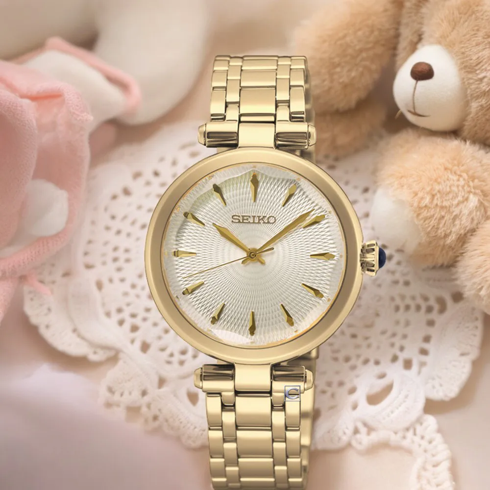 【SEIKO 精工】典雅簡約石英手錶-30mm金色_SK040(SRZ554P1/7N01-0KX0G)