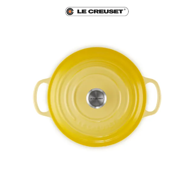 【Le Creuset】典藏琺瑯鑄鐵鍋圓鍋 22cm(閃亮黃-鋼頭)