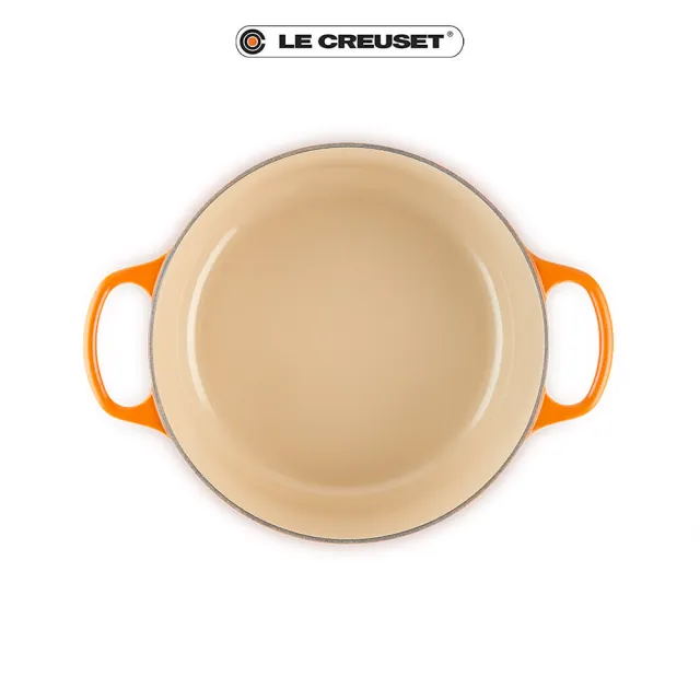 【Le Creuset】典藏琺瑯鑄鐵鍋圓鍋 24cm(火焰橘-鋼頭)