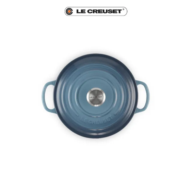 【Le Creuset】典藏琺瑯鑄鐵鍋圓鍋 20cm(水手藍-鋼頭)