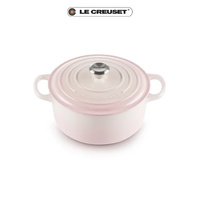 【Le Creuset】典藏琺瑯鑄鐵鍋圓鍋 22cm(貝殼粉-鋼頭)