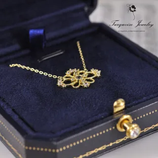 【Turquoise Jewelry】低調小奢華復古Vintage風格細緻立體雕花蕾絲天然托帕石S925銀鍍金項鍊(tqsu0010)