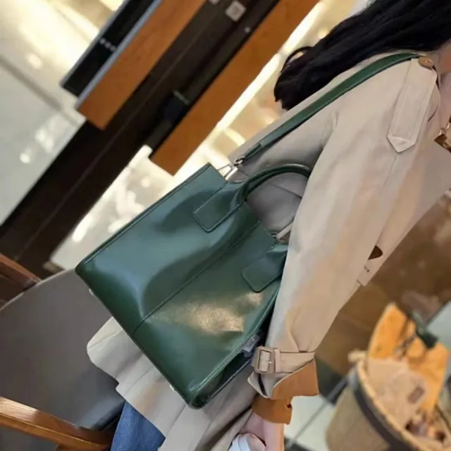 【巴黎精品】真牛皮側背包真皮包包單肩背包托特包手提包女包包(斜背包復古通勤5色a1gn10)