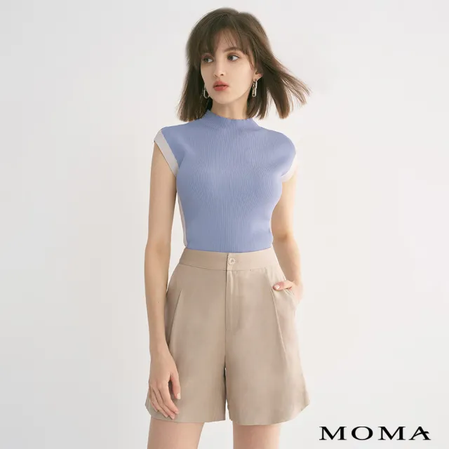 【MOMA】自然棉麻｜修身棉麻西裝短褲(卡其色)