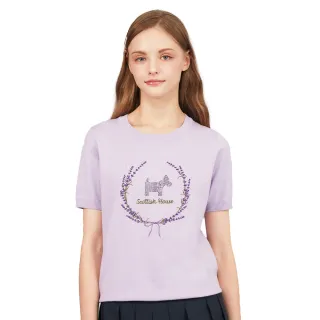 【SCOTTISH HOUSE】電繡狗船型領短袖線衫-粉/紫CHUB1438