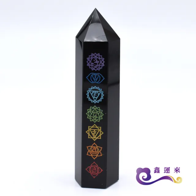 【鑫運來】◎七脈輪黑曜石晶柱