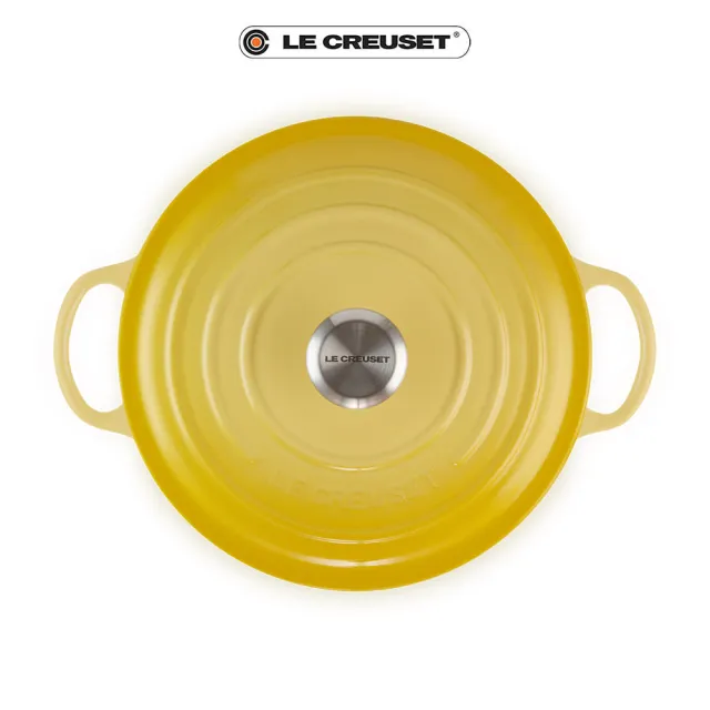 【Le Creuset】典藏琺瑯鑄鐵鍋媽咪鍋26cm(閃亮黃-鋼頭)