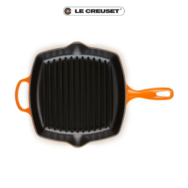 【Le Creuset】琺瑯鑄鐵鍋典藏單耳單柄方鐵烤盤  26cm(火焰橘)