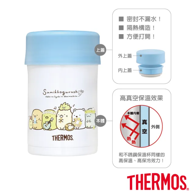 【THERMOS膳魔師】不鏽鋼角落小夥伴真空保溫燜燒罐500ml(JBN-500SG-FLWH 角落生物)