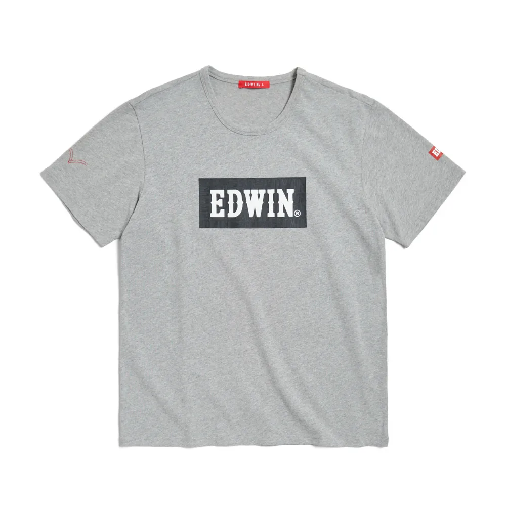 【EDWIN】男裝 人氣復刻款 經典大LOGO短袖T恤(麻灰色)