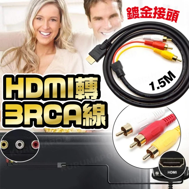 HDMI轉AV端子線 1.5米(HDMI轉3RCA/機上盒連接電視/紅白黃影音線)