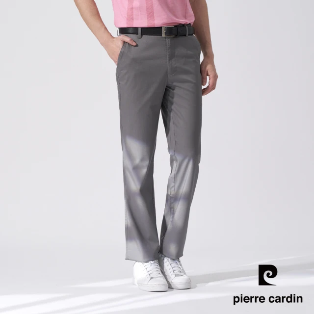 pierre cardin 皮爾卡登 商務休閒 男款 彈性平口休閒長褲-灰色(5247881-95)