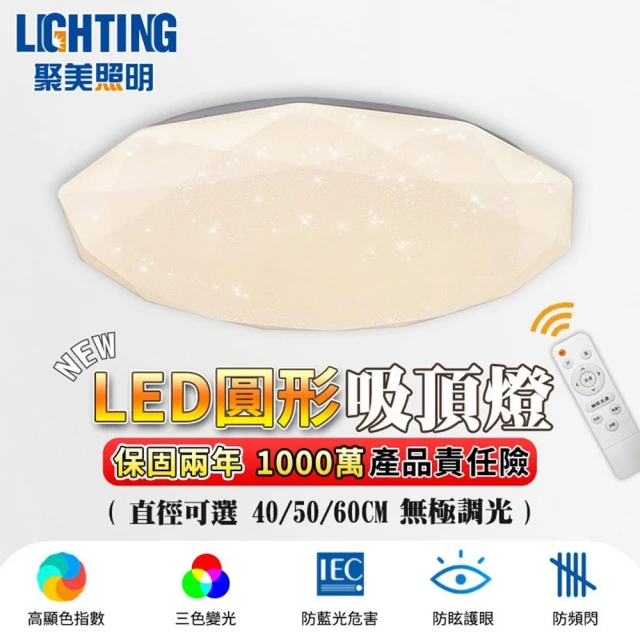 聚美照明 led吸頂燈 全光譜原木護眼燈 60CM 8000