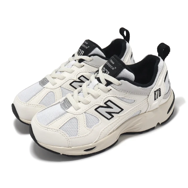 NEW BALANCE 休閒鞋 878 中童 寬楦 白 黑 復古 彈力帶 小朋友 運動鞋 NB(PV878ST1-W)