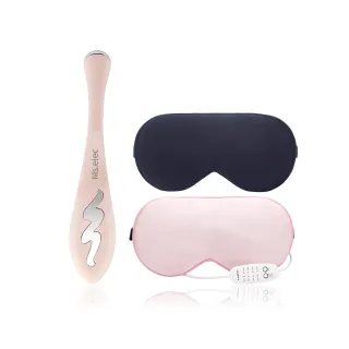 【Ms.elec 米嬉樂】絲柔溫熱美容眼罩+溫感按摩美眼筆(眼周保養)