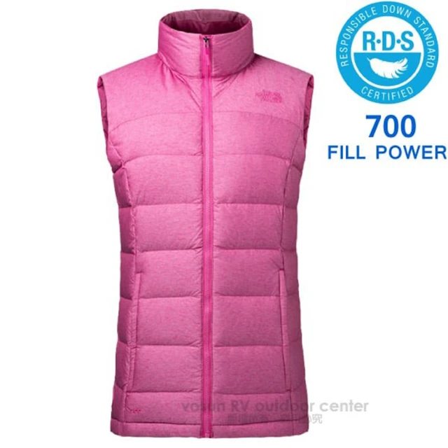 The North Face 女 700FPl 超輕保暖鵝絨羽絨背心.防潑水防風背心(3651 玫紅)