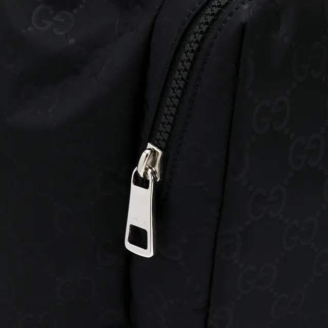 【GUCCI 古馳】雙G LOGO尼龍款後背包(黑色)