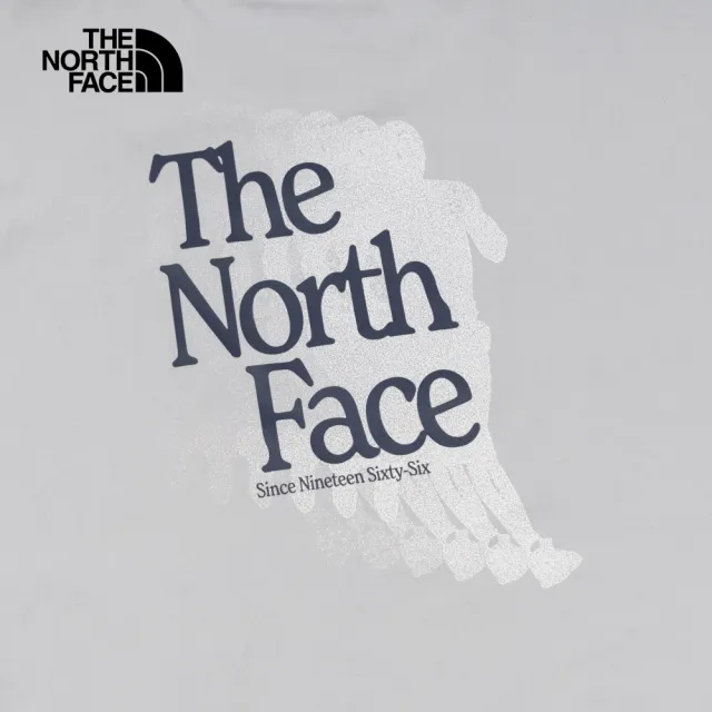 【The North Face 官方旗艦】北面男款灰色UPF防曬奔跑印花短袖T恤｜89ZZA0M(抗UV/排汗衫)