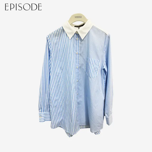 【EPISODE】個性粗細條紋拼接休閒襯衫143303