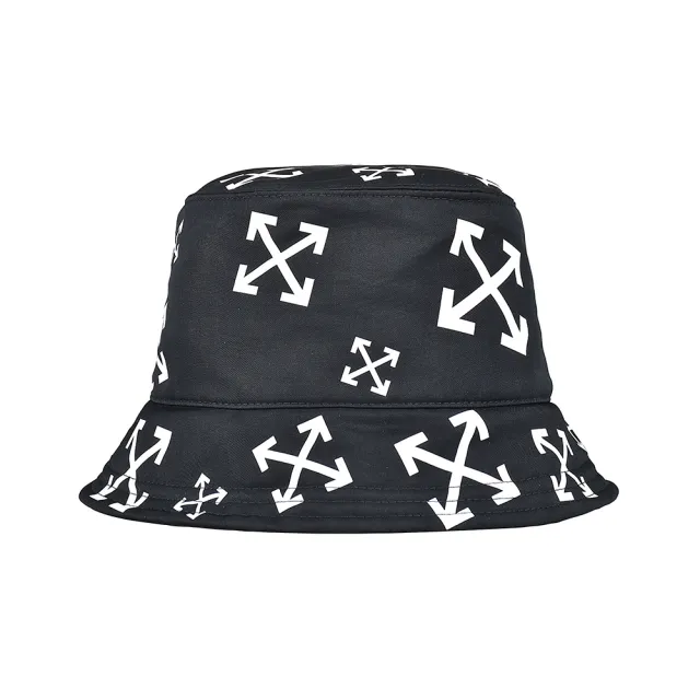 OFF-WHITE】OFF WHITE經典LOGO尼龍雙箭頭花紋漁夫帽(黑x白) - momo購物