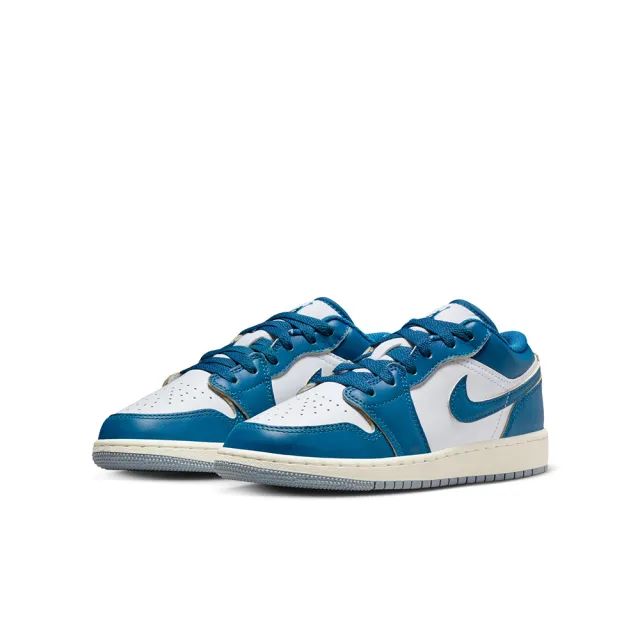 【NIKE 耐吉】AIR JORDAN 1 LOW SE 大童 女鞋 休閒鞋 運動鞋 喬丹 藍白(FN9137141)