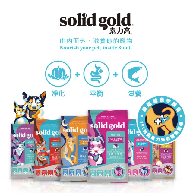 【Solid gold 素力高】貓咪天然飼料 3lb/1.36kg（全齡貓/幼貓/老貓）(貓飼料／貓乾糧)