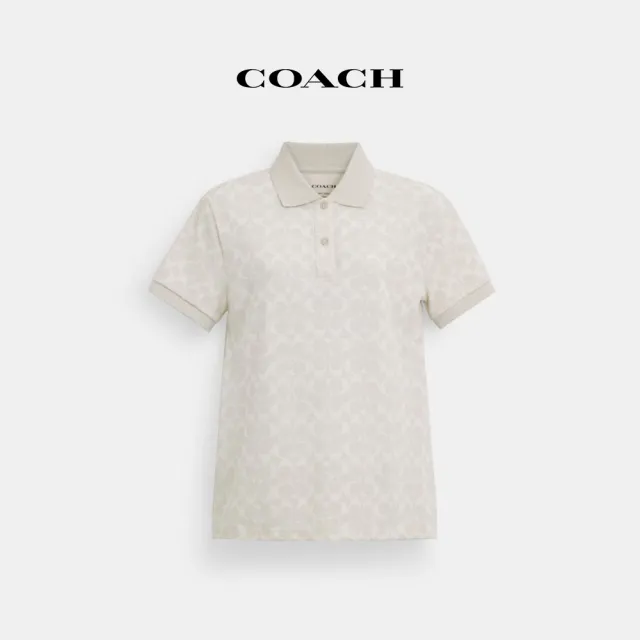 【COACH蔻馳官方直營】經典Logo珠地布POLO衫-蒸汽色 混合色(CT398)