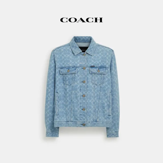 【COACH蔻馳官方直營】經典Logo丹寧夾克-中等水洗色(CQ835)