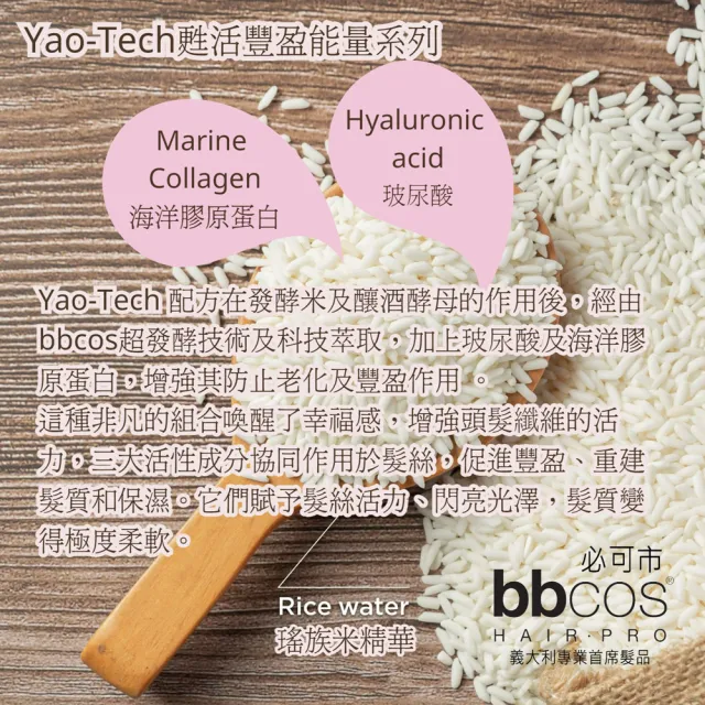【bbcos 必可市】甦活豐盈能量護髮乳(1000ml;豐盈;滋養;瑤族米;玻尿酸;膠原蛋白;精華;受損;明亮;重建;護髮)