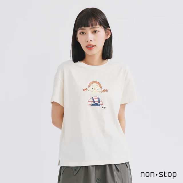 non-stop 文青女孩刺繡T恤-2色優惠推薦