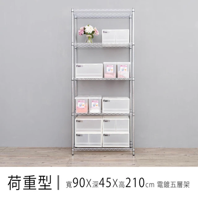 dayneeds 日需百備 荷重型 90x45x210公分電度五層架(鐵力士架/收納層架/鞋架/展示架/層架/鐵架)