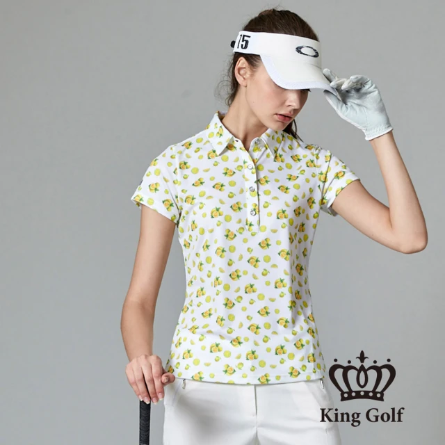 KING GOLF MOMO特談-女款暢夏果香印圖造型POLO衫(白色)