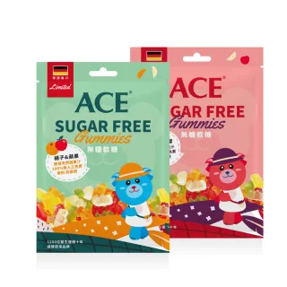 即期品【ACE】SUGAR FREE Q軟糖60g(蘋果橘子/櫻桃檸檬｜賞味期2025.03.19｜買一送一)