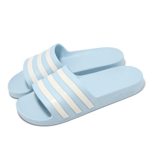 adidas 愛迪達 拖鞋 Adilette Aqua 女鞋 藍 白 一體式 止滑 一片拖 涼拖鞋 愛迪達(IE8919)