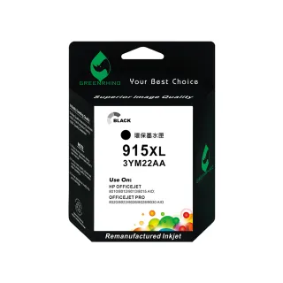 【綠犀牛】for HP 黑色 NO.915XL 3YM22AA 高容量環保墨水匣(適用HP OfficeJet Pro 8020/8025)