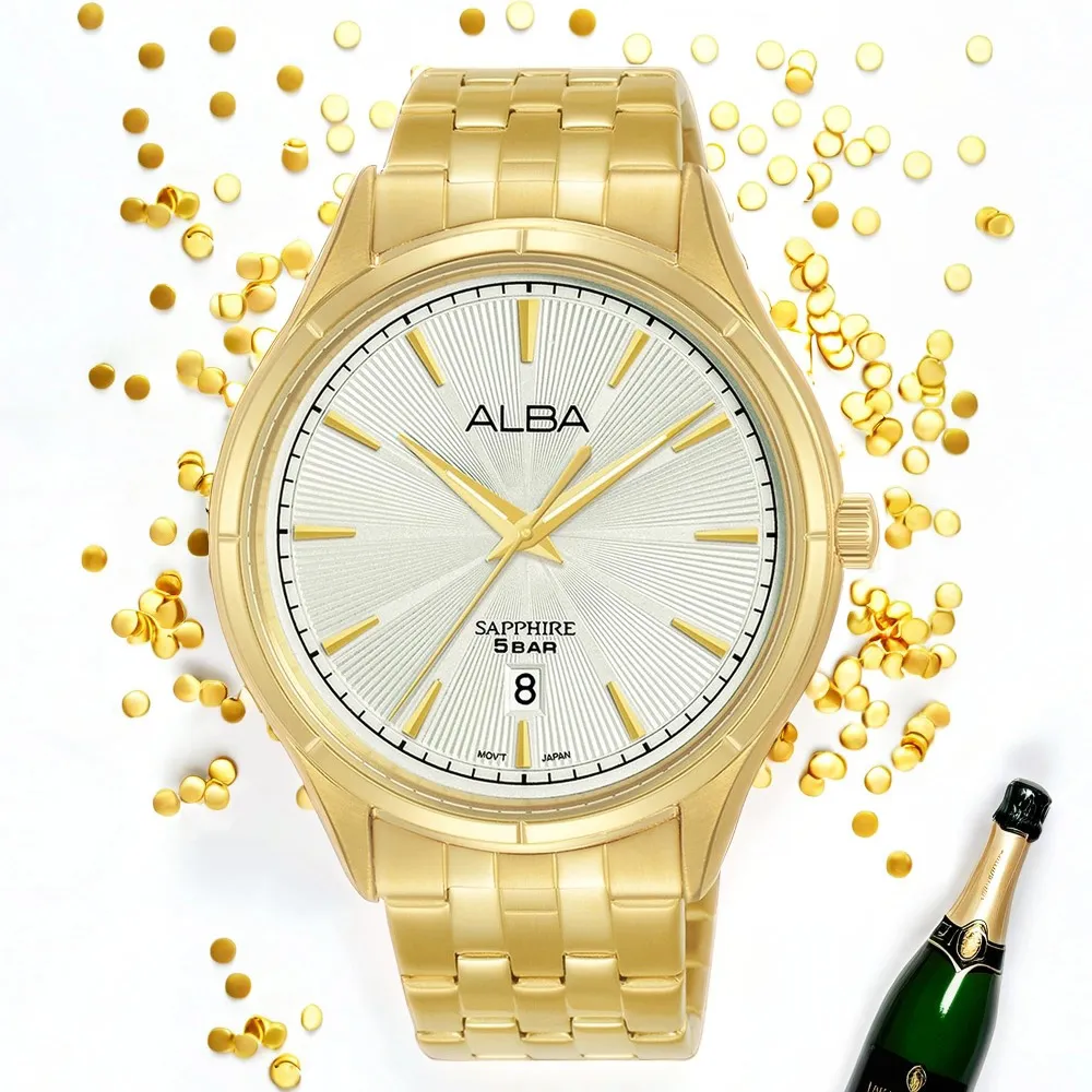 【ALBA】雅柏 綻放光芒 香檳金手錶-41.5mm 母親節 送禮 禮物(AS9T60X1/VJ42-X361G)