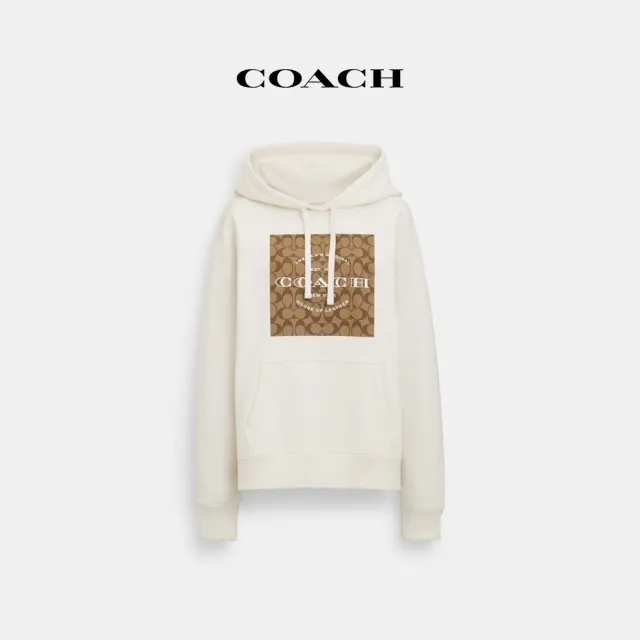 【COACH蔻馳官方直營】經典LogoSQUARE連帽衫-白色(CR039)