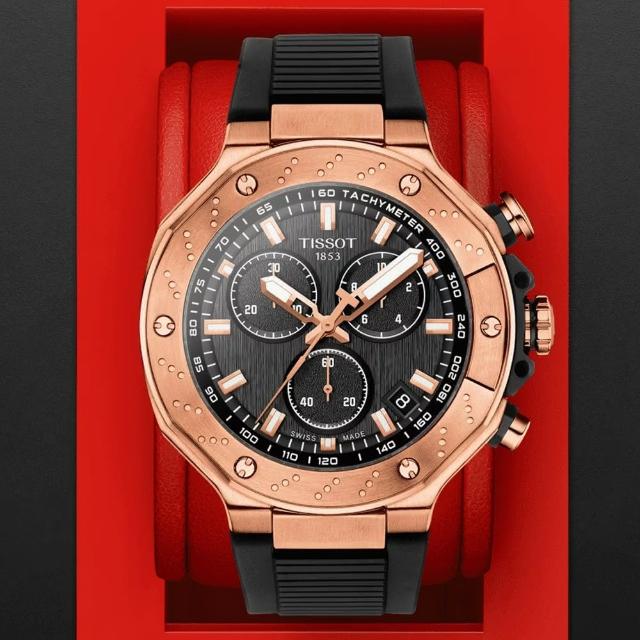 【TISSOT 天梭】T-RACE 三眼競速計時石英腕錶 618 週年慶 畢業禮物(T1414173705100)