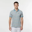 【NAUTICA】男裝 休閒撞色條紋短袖POLO衫(藍粉色)