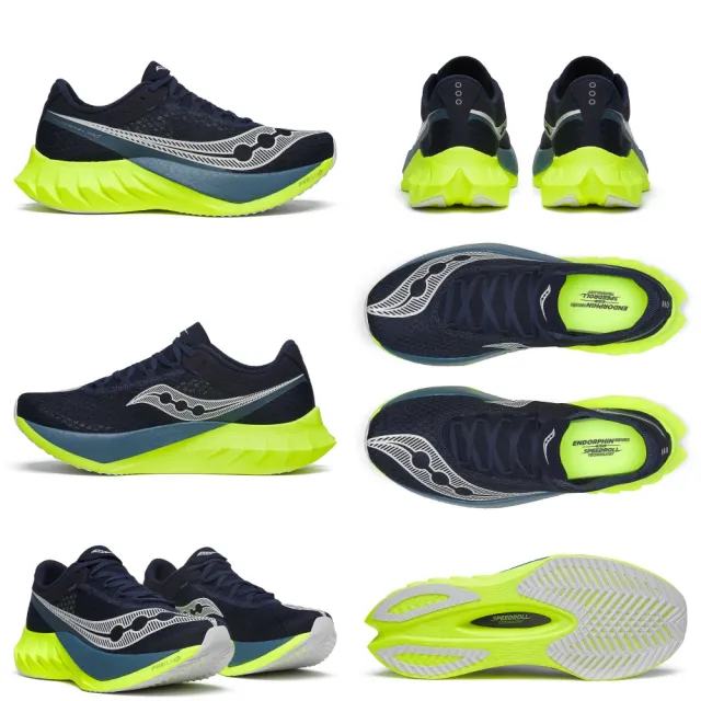 【SAUCONY 索康尼】ENDORPHIN PRO 4 男款 碳纖維板 路跑鞋(S20939-201-222 白銀 深藍黃 競速 厚底 馬拉松)