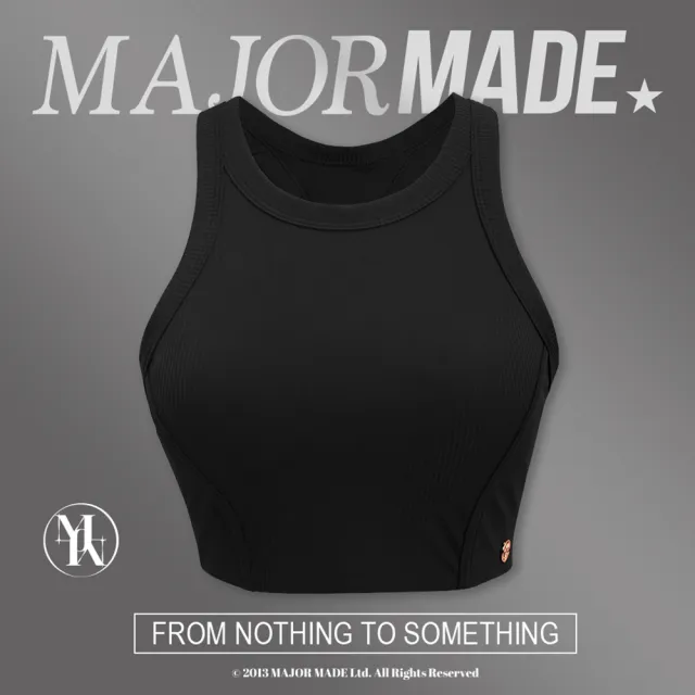 【MAJOR MADE】雙線削肩金屬牌Bra top(Bra top/背心/無袖)