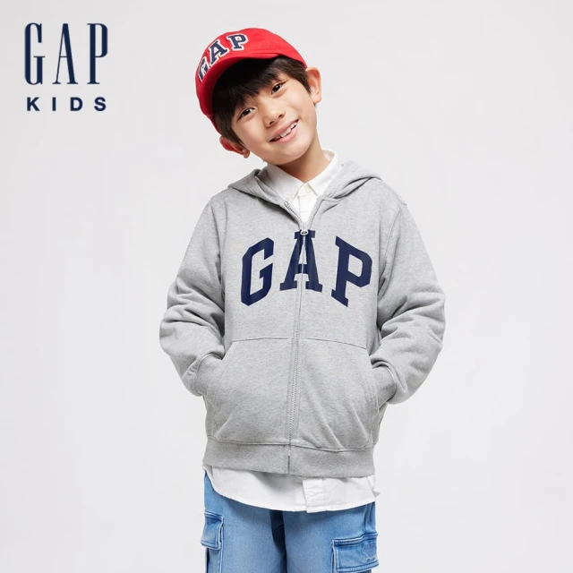 GAP 女幼童裝 Logo防風防雨連帽羽絨外套-紫色(720