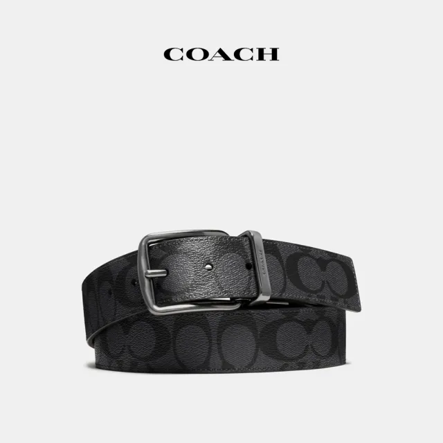 【COACH蔻馳官方直營】HARNESS針扣可裁剪雙面腰帶38MM-碳灰色/黑色(CQ022)