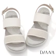 【DIANA】4.5cm輕量透氣幾何設計寬帶厚底涼鞋(牛奶)