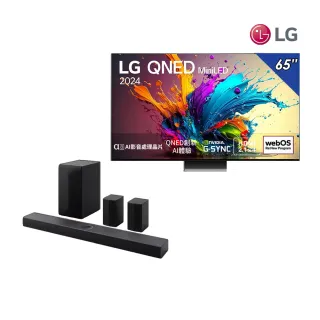 LG樂金65型QNED MiniLED量子奈米4K 120Hz AI物聯網智慧顯示器(65QNED91TTA)+LG Soundbar S70TR立體環繞聲霸