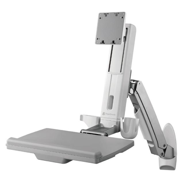 【ErgoGrade】壁掛式螢幕坐站兩用升降工作站EGORW10Q(工作桌/摺疊桌/電腦螢幕架/長臂/旋臂架/桌上型支架)