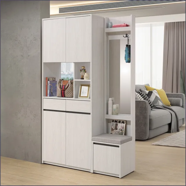 【麗得傢居】弗洛拉 4尺隔間鞋櫃二件組 玄關櫃 隔間櫃 雙面櫃 組合鞋櫃(台灣製造)