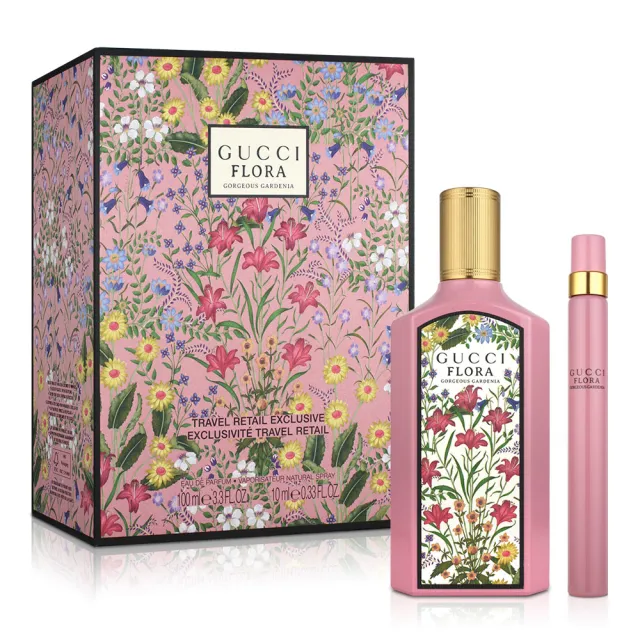 【GUCCI 古馳】幻夢梔子花女性淡香精禮盒-淡香精100ml+隨行香氛10ml(平行輸入)