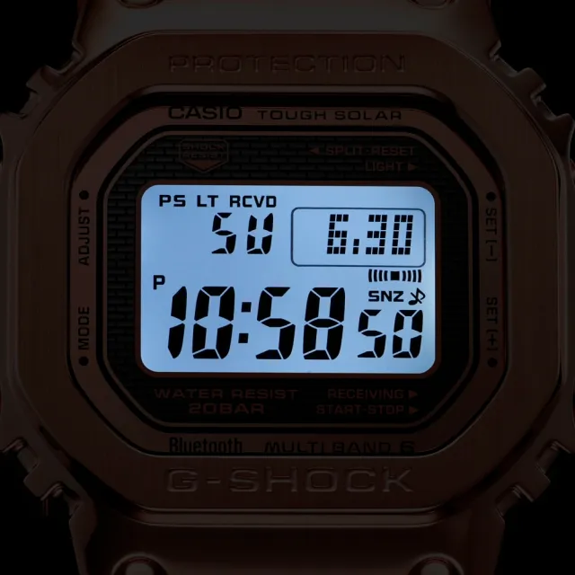 【CASIO 卡西歐】G-SHOCK 電波/藍牙/太陽能電力/玫瑰金/全金屬經典方錶/43mm(GMW-B5000GD-4)