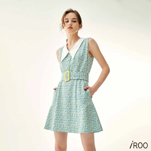 【iROO】酪梨印花短洋裝